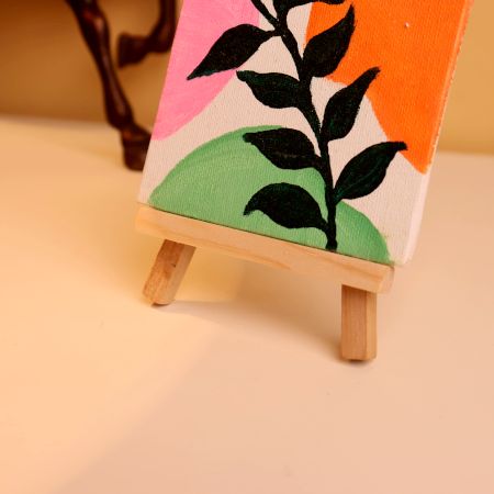 Abstract Botanical Mini Canvas with Bold Colors